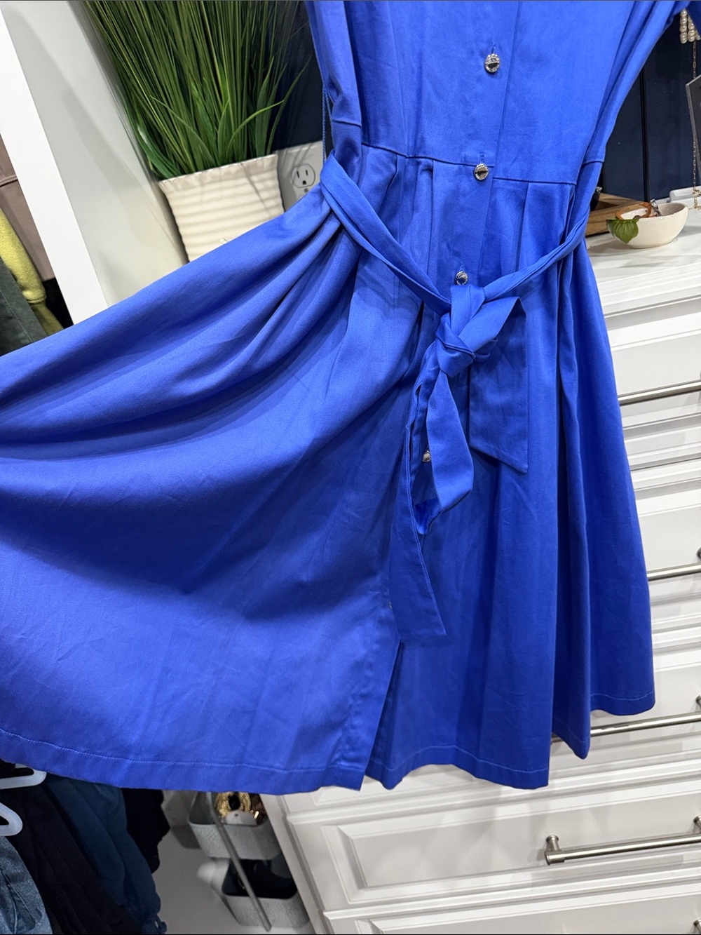 Karl Lagerfeld Royal Blue Shirtwaist Midi Dress SZ4 - Picture 6 of 12